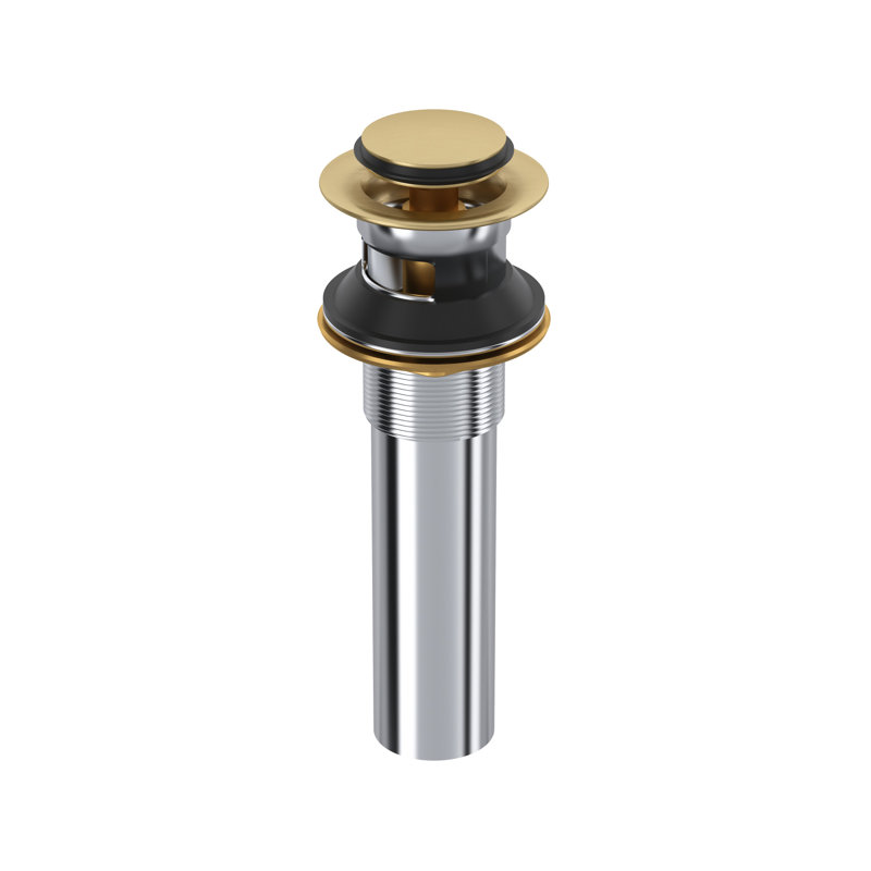 Push Drain with Overflow, Yes, Satin Brass US4