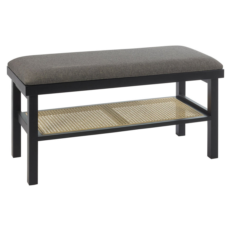 Tenaya Polyester Upholstered Storage Bench, Black