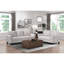 Mobilier de salon de style moderne et transitionnel revêtu de tissu texturé de couleur sable
