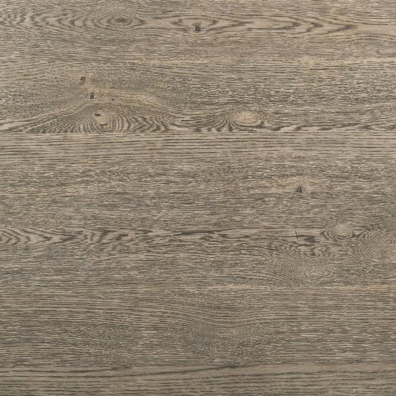 Table de salle à manger à hauteur de comptoir de style rustique, blanc antique / brun cendré, bois massif, placage de chêne noueux, base à piédestal et pieds avec pieds