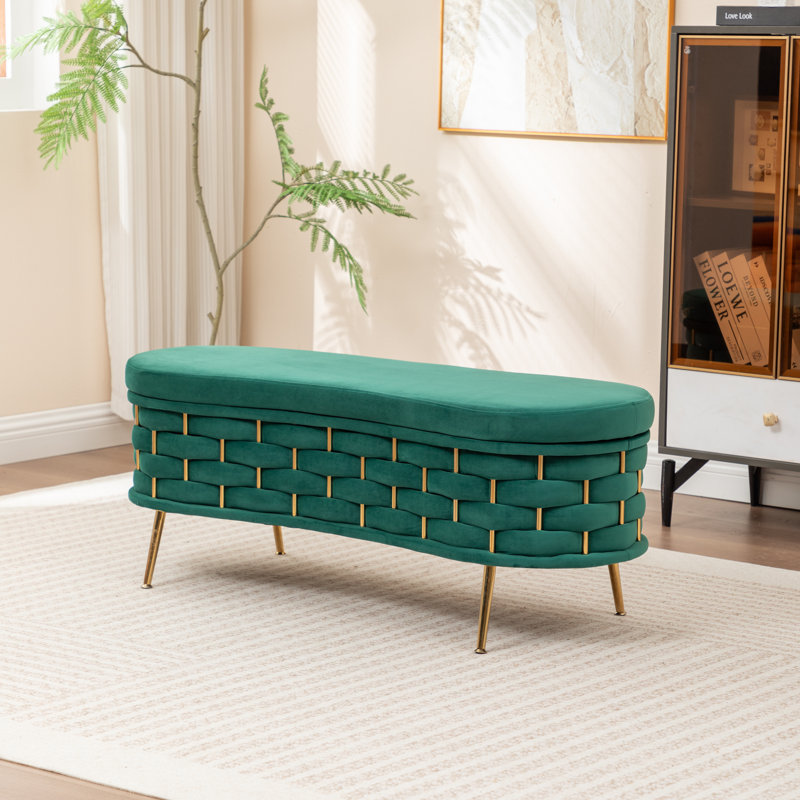 Banc de rangement rembourré Cristen, Vert foncé