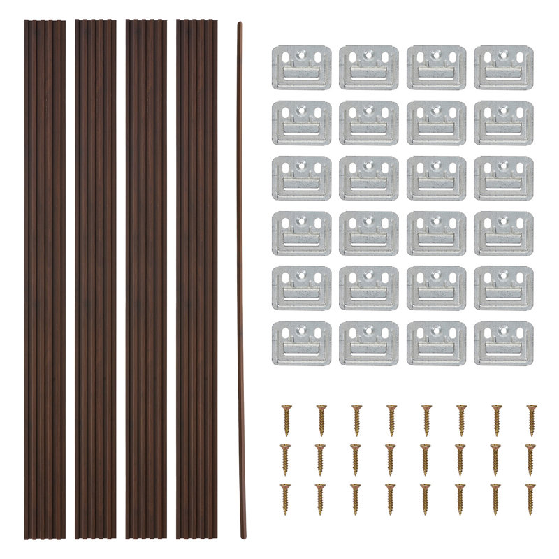 4-Pack Slat Wall Panels with PVC Veneer & End Trim, Brown