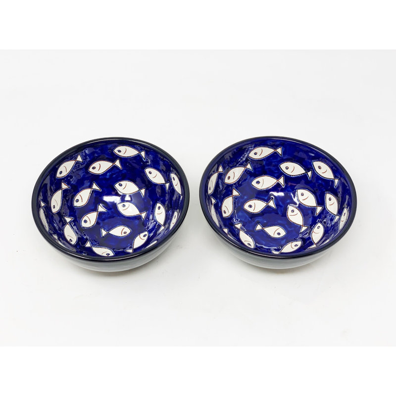 Blue & White Fish - Appetiser Bowl - White Fish - Set Of 2