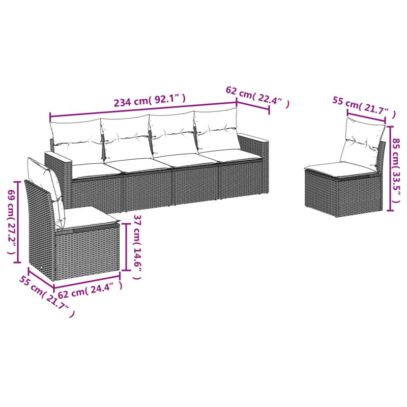 Ensemble de canapé de jardin Vidaxl beige, blanc crème