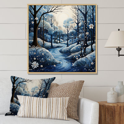 Snow Flowers Tree Embrace Pointillism II - Pointillism Canvas Print