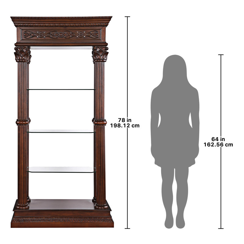 Corinthian Grand 78" Hardwood Curio Bookcase with Adjustable Glass Shelves