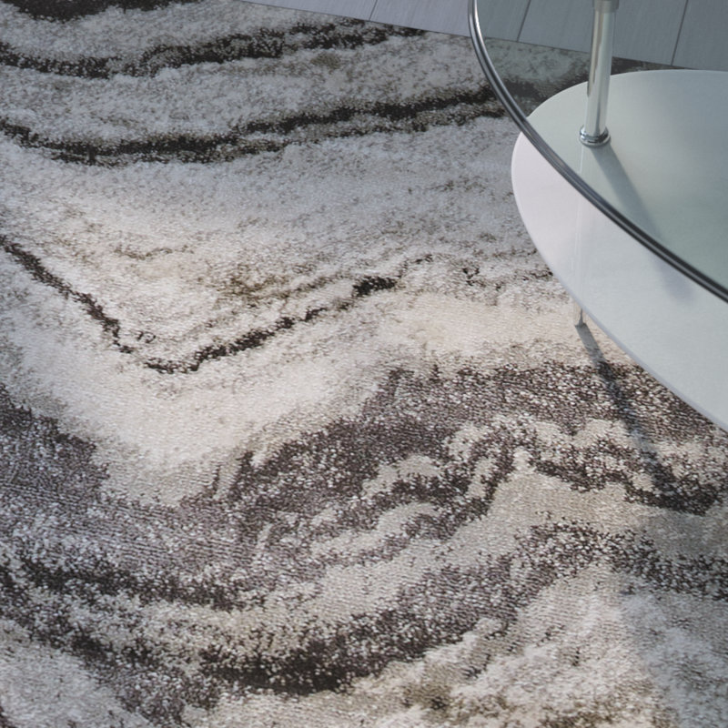 Tapis abstrait en coton et bouleau Hoffmann, Rectangle 6 pi 7 po x 9 pi 6 po