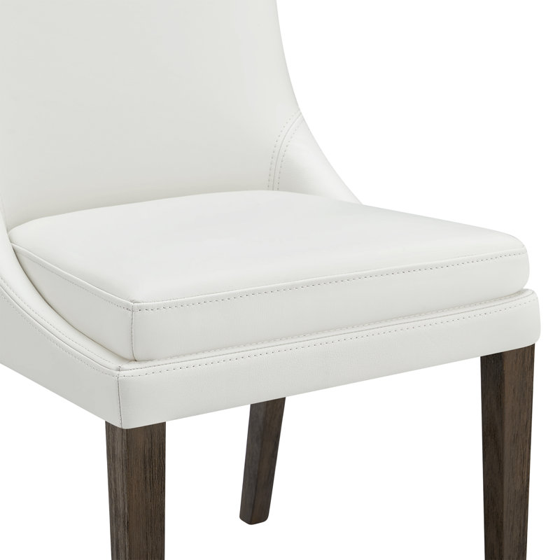 Niara Leather Side Chair, White Genuine Leather