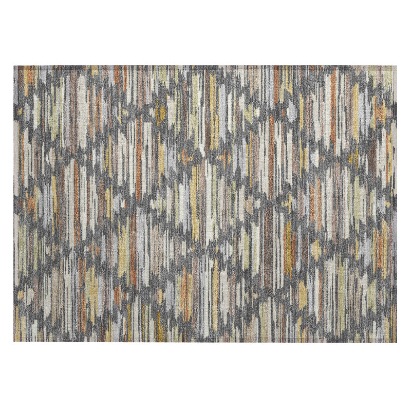 Machine Washable Indoor/Outdoor Chantille ACN2502 Southwest Rug, 1'8" x 2'6", Charcoal