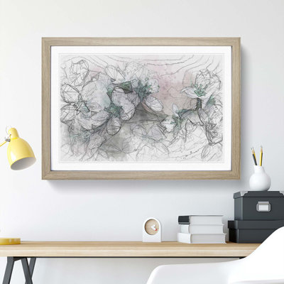 White Cherry Blossom Tree in Bloom in Abstract - Picture Frame Graphic Art Print