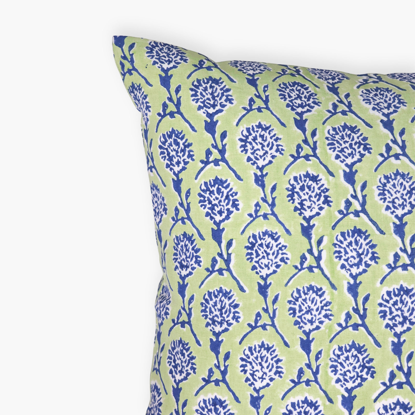 Linen Pillow Cover, Square 20", Green/Navy Floral