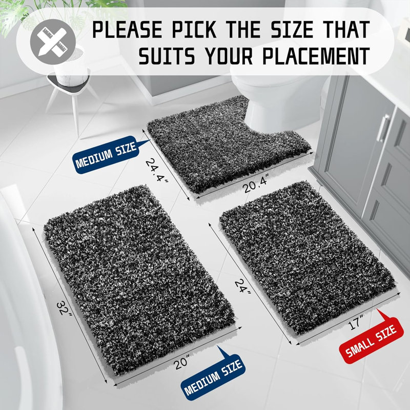 Tapis pour salle de bain en microfibre / microsuède Popincourt, Noir