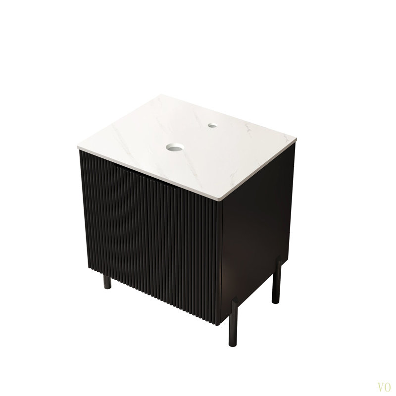 Armoire autoportante de 24 po sans lavabo, avec comptoir en pierre frittée Carrara et 2 portes