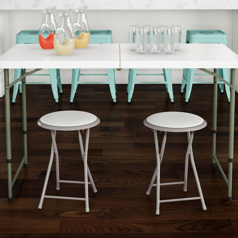 Aloy Backless 18-Inch Folding Stool with 225lb Capacity, 2 packs (White), White