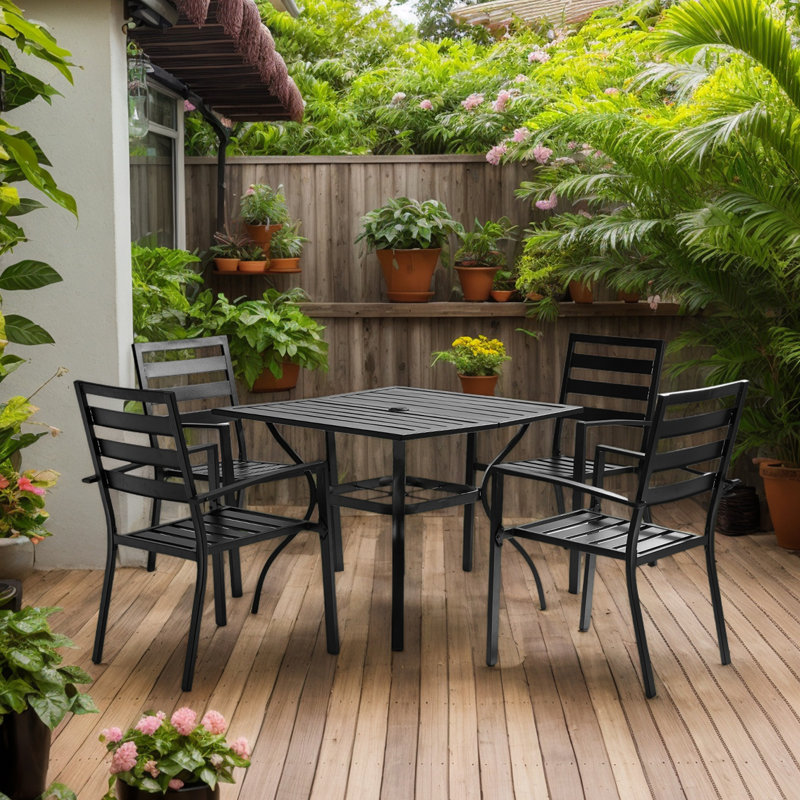 Patio Steel Square 4-Person Dining Set