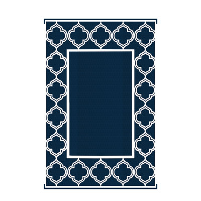 Tapis d'extérieur, tapis de paille en plastique pliable et réversible bleu et blanc pour camping-car, terrasse, porche, pique-nique, plage, balcon