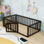 Lit simple en bois avec clôture et porte intégrées-34829293