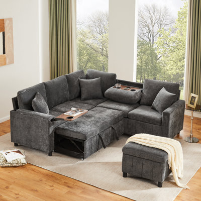 5 Seater Chenille Sofa & Chaise