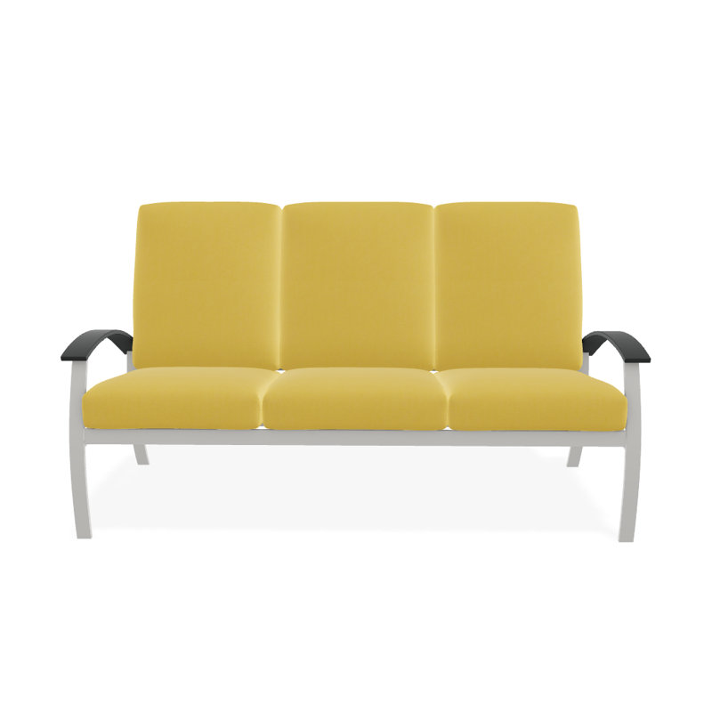 Canapé de patio 3 places avec coussins Askar, Neige texturée, Jaune 43A, Graphite classique P30