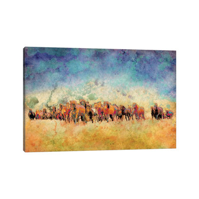 «Horse Herd» par Ynon Mabat - peinture sur toile tendue