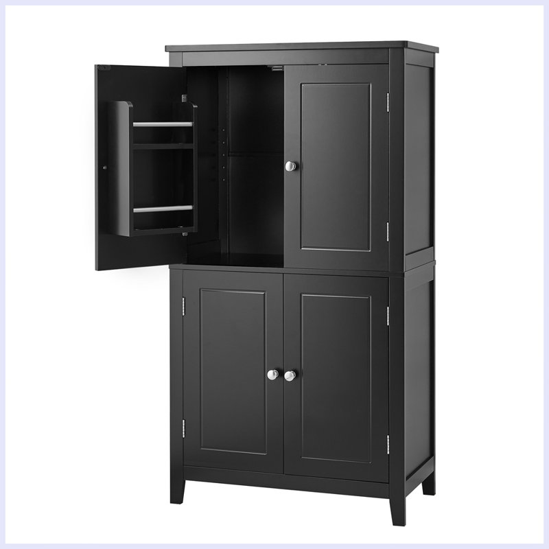Armoire de rangement élégante pour salle de bain, unité de rangement pour salle de bain, armoire autoportante avec 4 portes