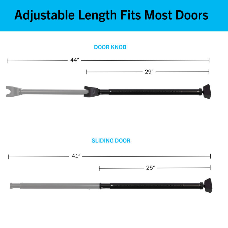 Stalwart Adjustable Door Stopper Bar 2-Pack for Hinged or Sliding Doors and Windows - Door Jammer