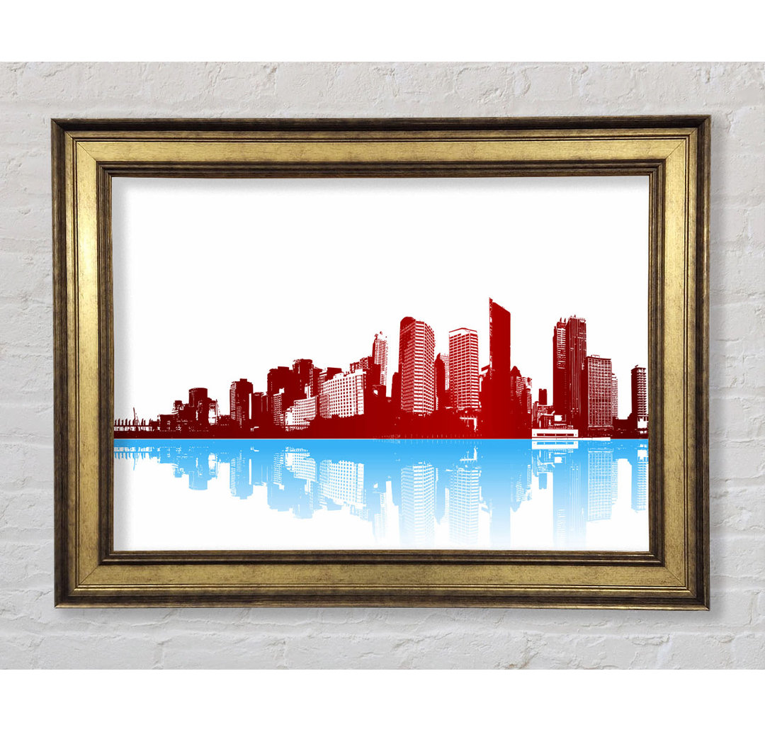 Rotes New York in blauen Reflektionen - Druck