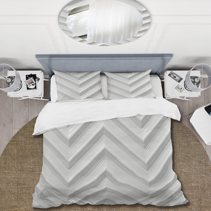 Ensemble de housse de couette blanc beige Midcentury II - Midcentury, Housse de couette simple et deux taies décorative