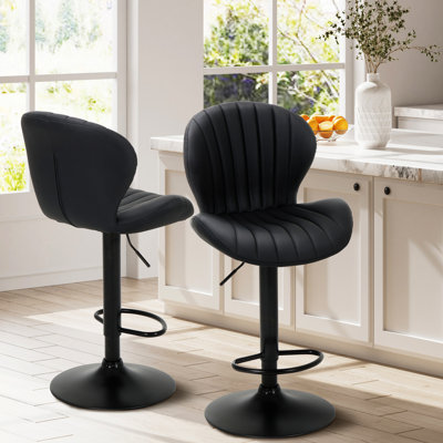 Swivel Upholstered Adjustable Height Bar Counter Stool with Metal Frame