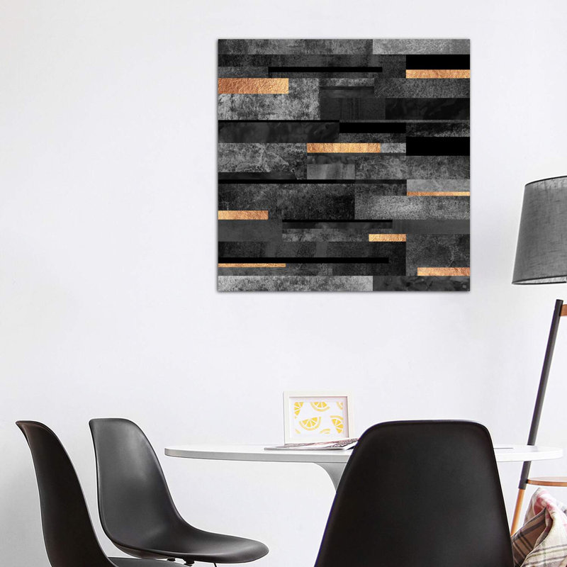 «Urban Urban And Gold» par Elisabeth Fredriksson - reproduction imprimée, H 48 po x l 48 po x 1,5 po, Toile tendue