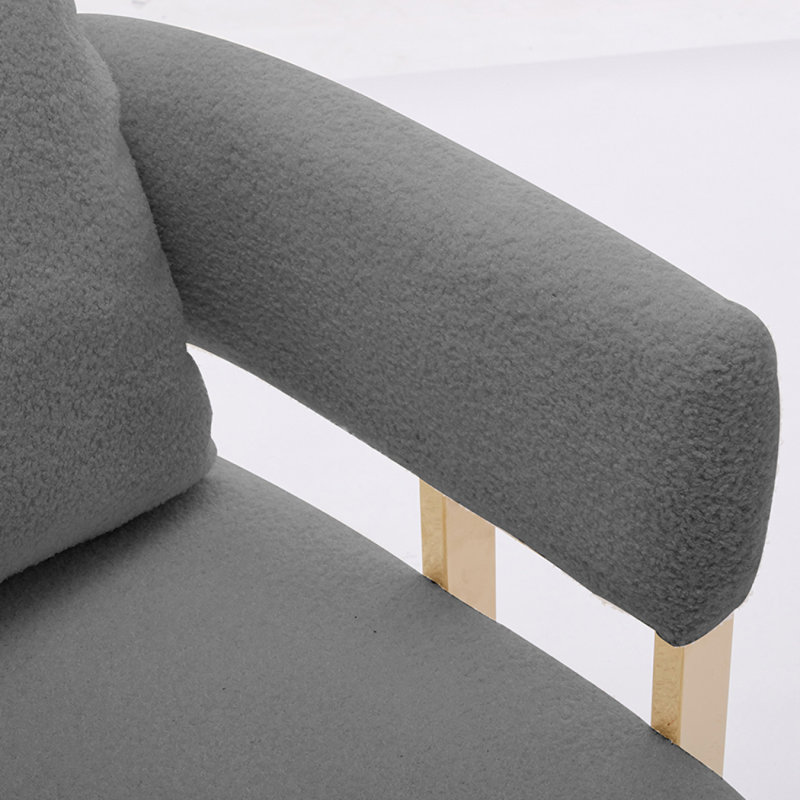 Chaise décorative moderne avec pieds dorés pour le salon, Tissu gris