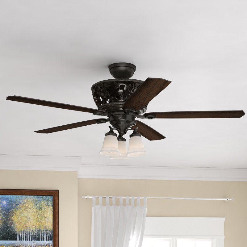 54" Promenade 5 - Blade ENERGY STAR Ceiling Fan with Remote Control and LED Light Included, Brittany Bronze