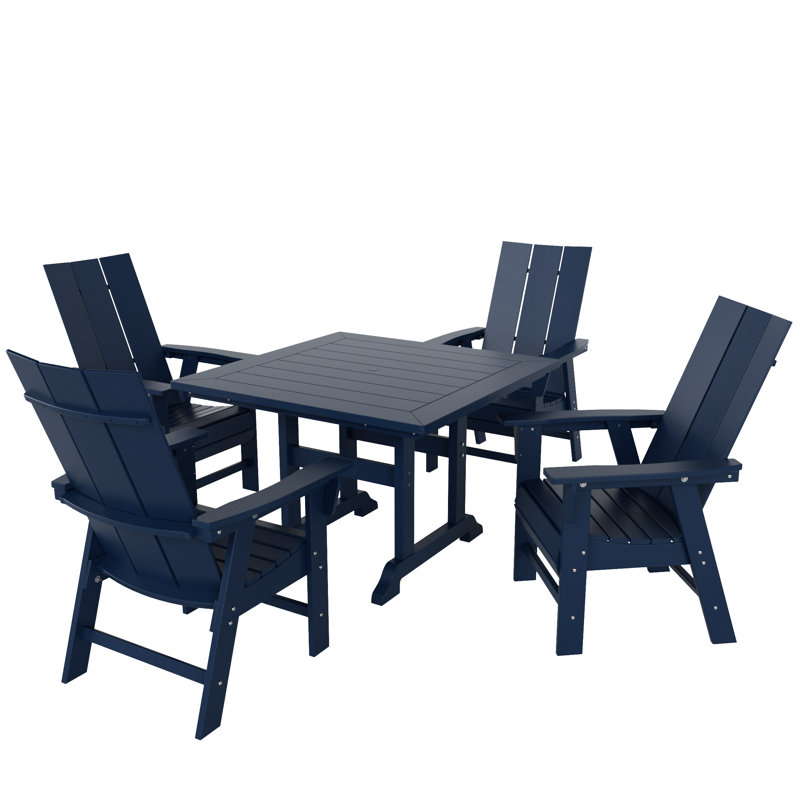 Joubert 4 - Person Patio Dining Set with Square Table, Navy Blue
