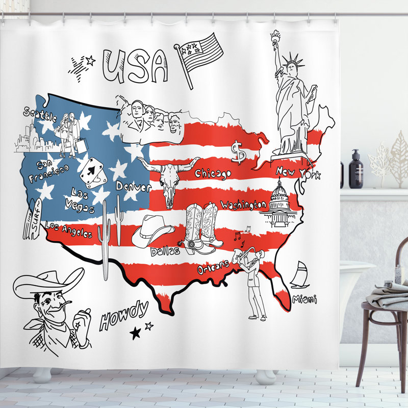 Shower Curtain with Hooks Included, 75"H x 69"W
