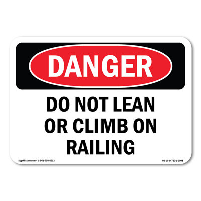 Do Not Lean Or Climb On Railing Decal 5" X 3.5"