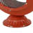 Cia Candle Holder, 12 Inch Oval Shape, Red Iron Frame With Glass Center