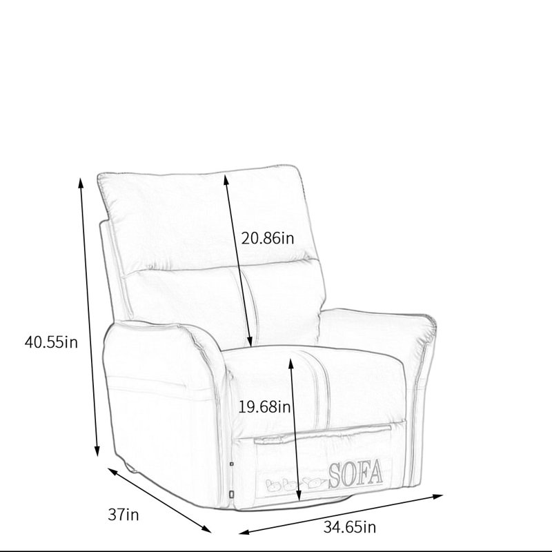 Fauteuil inclinable pivotant en similicuir Zanrickowsky, Gris