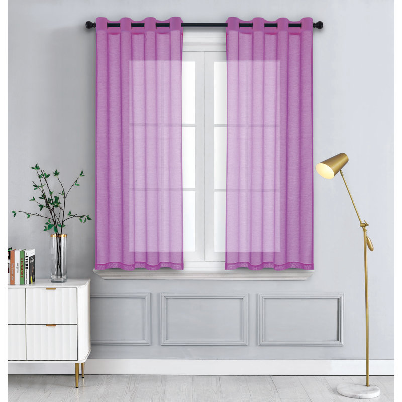 2 panneaux de rideaux semi-transparents avec œillets, L 57 po x L 45 po, Lavande