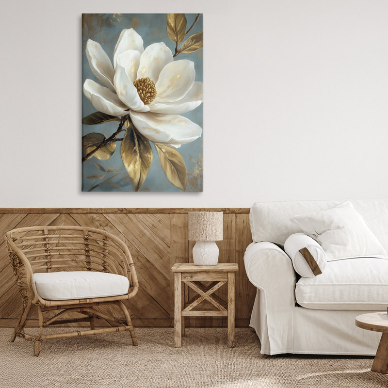 Toile florale fleurie de magnolia, design par Petal Prints Design, H 30 po x l 20 po