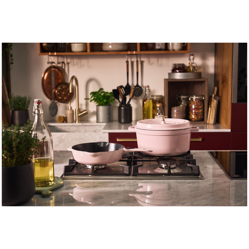 Staub Cast Iron Round Cocotte, Dutch Oven, 5.5-Quart, Serves 5-6, Made In France, Peony Pink, 5.5 quarts