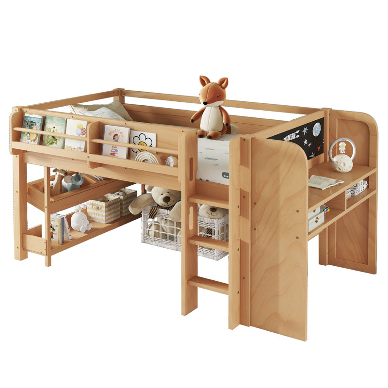 Lit mezzanine avec rangement en bois MDF simple, profil bas moderne pour la maison des enfants