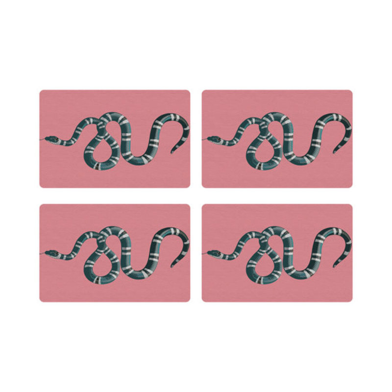 Serpent Vegan Leather Rectangle Pebble Placemat, Pink