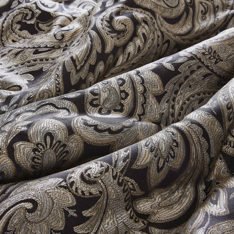 Aubrey 12 Piece Comforter Set with Cotton Bed Sheets, Black/Gold, Full Comforter + 11 Additional Pieces