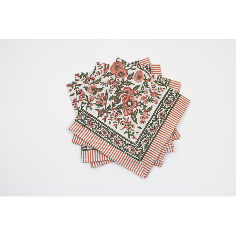 Cotton Pink Rose Garden 21" Square Napkin