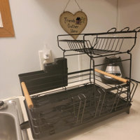 Double-Layer Dish Rack with Bamboo Handle - Bed Bath & Beyond - 38075738