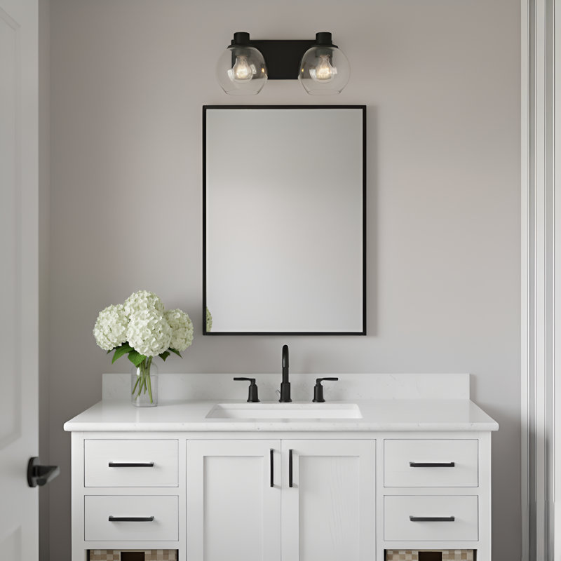 Rito Medium Bath from Generation Lighting , 7.125" H x 14.5" W x 7" D, Midnight Black, 2 Lights