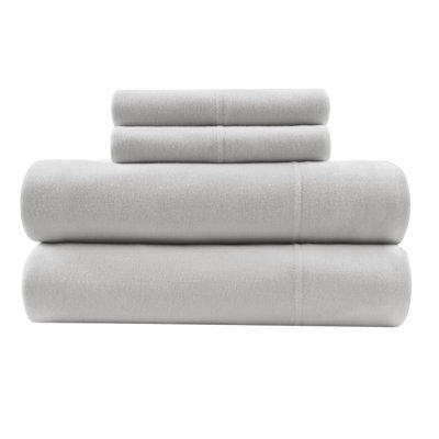 Cotton Blend Knit Full Sheet - All Season Luxury Plus, 50% , Fits 16" Mattress, 1 Flat Sheet, Fitted 2 Pillowcases, Machine Washable, Grey Sheets Delight, Wash & Dry,