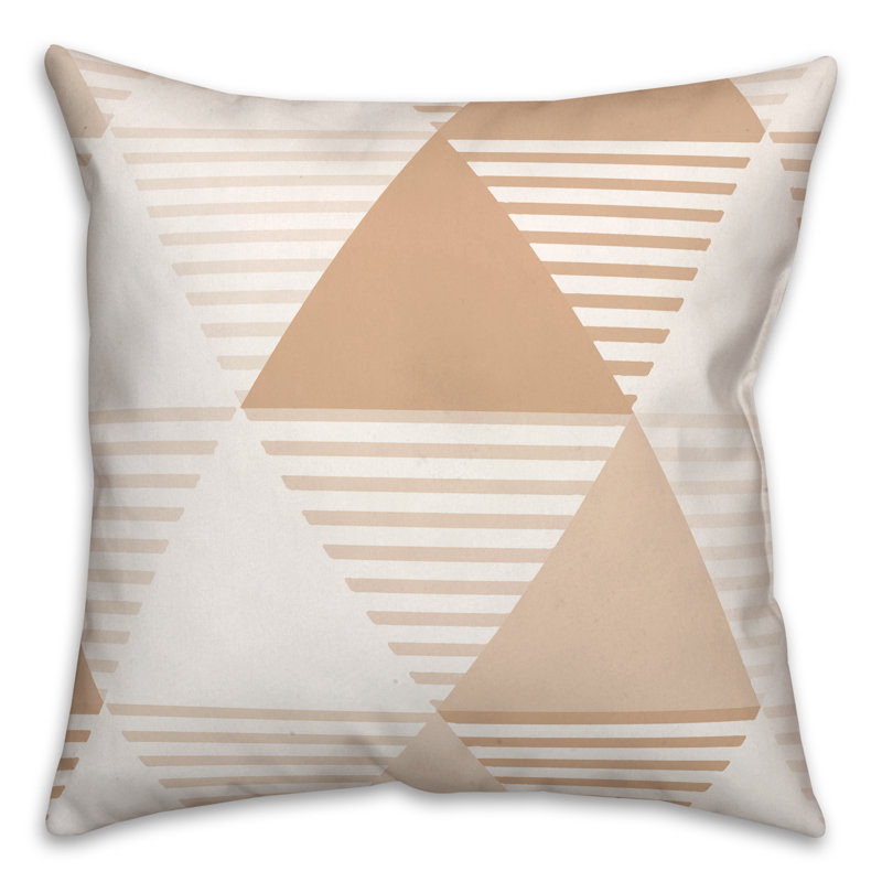 Geometric Outdoor Reversible Throw Pillow, Tan
