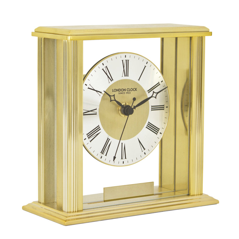 Traditional Analogue Metal Tabletop Clock, Gold