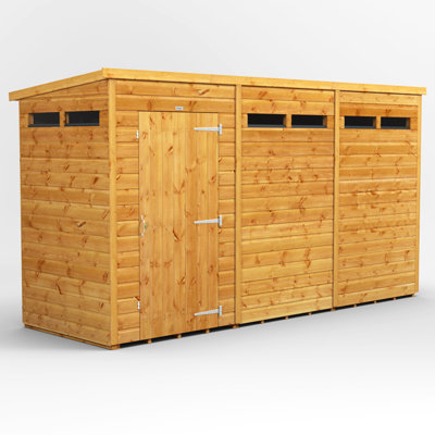 Powersheds 12 x 4ft Timber Tongue & Groove Security Pent Garden Shed